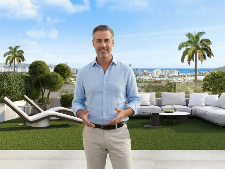 Avatar creado con inteligencia artificial de un hombre en una villa