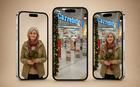 Vídeo promocional de Carrefour Los Alfares mostrado en tres móviles